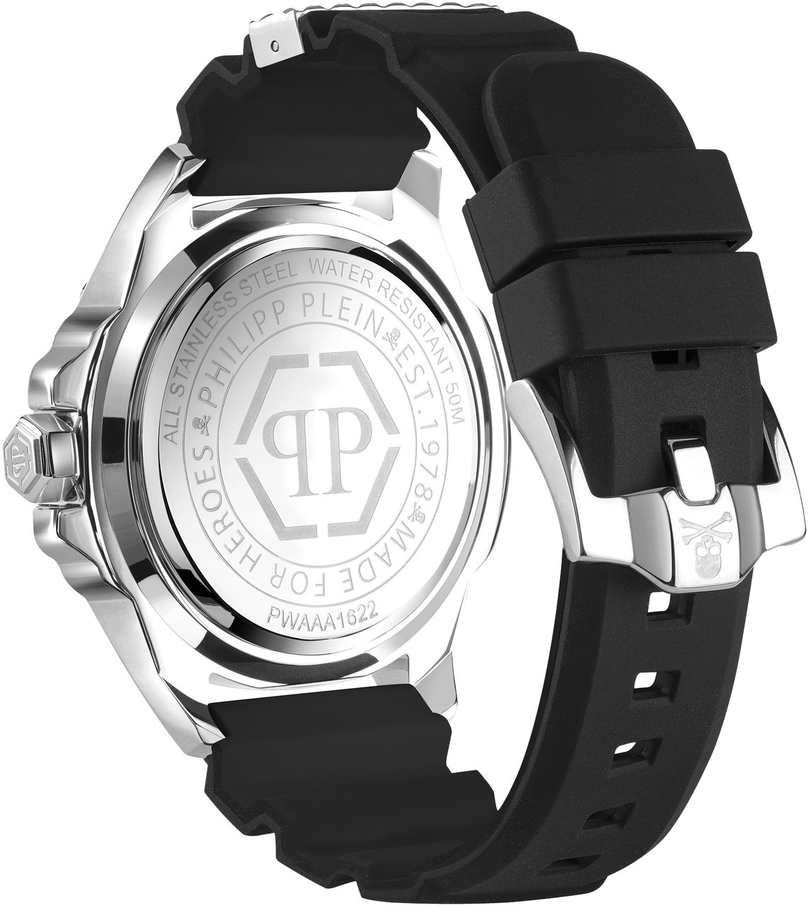 Philipp Plein PWAAA1622 The $kull Carbon Fiber horloge 44 mm Zwart