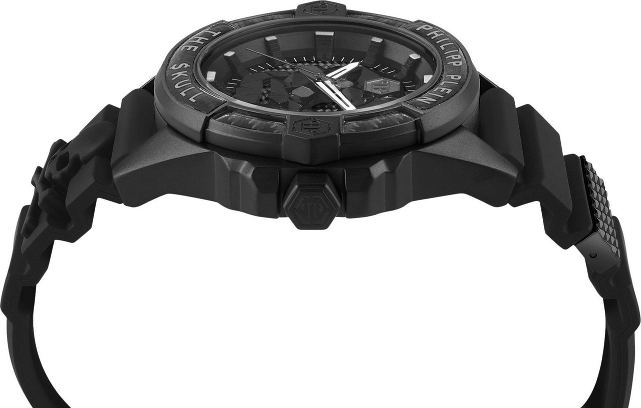 Philipp Plein PWAAA2022 The $kull Carbon Fiber horloge 44 mm Zwart