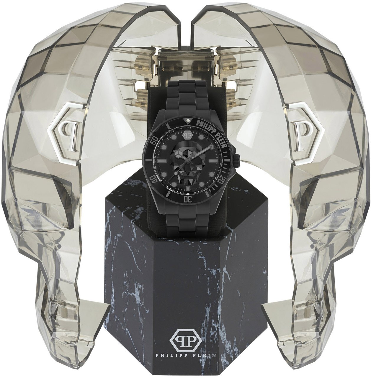 Philipp Plein PWOAA0922 The $kull Diver horloge 44 mm Zwart