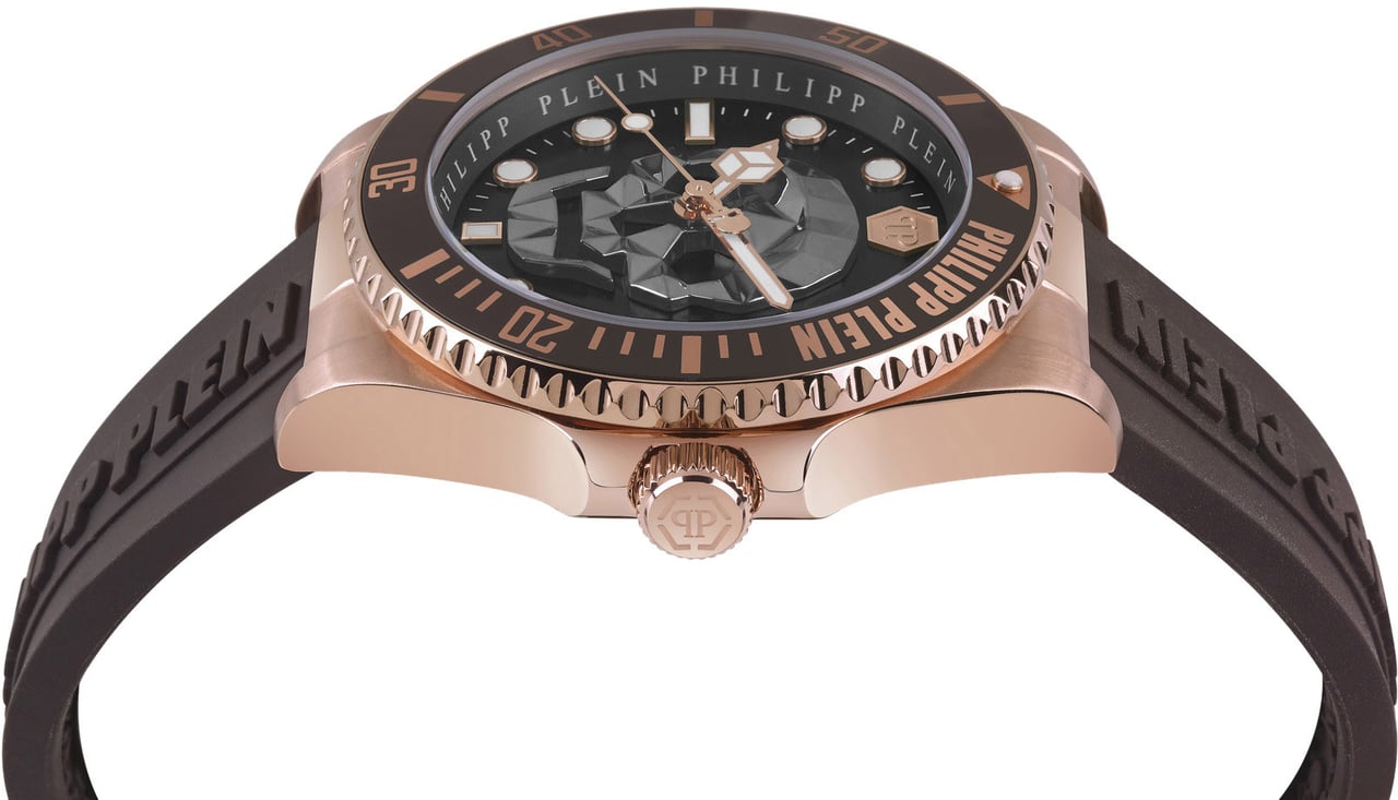Philipp Plein PWOAA0322 The Skull Diver horloge 44 mm Zwart