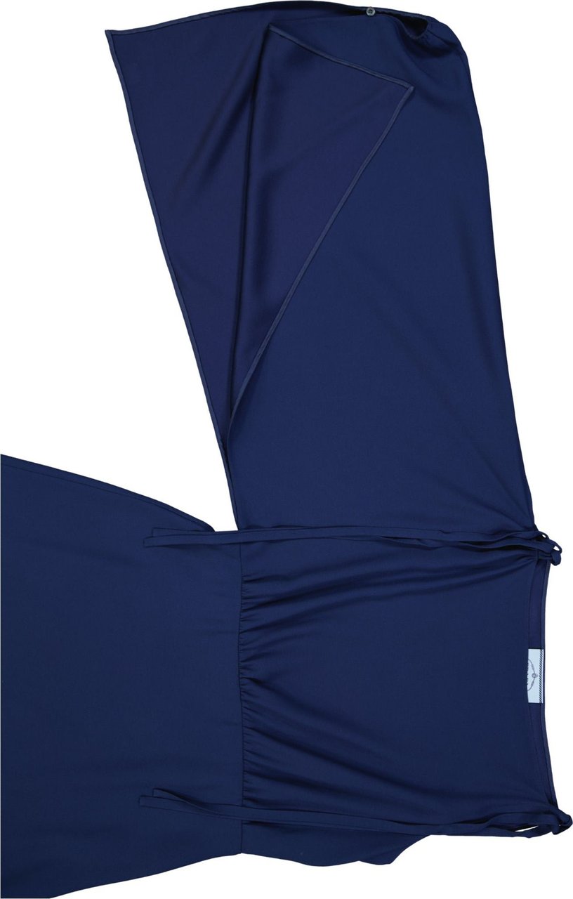Prada Prada Flared One Sleeve Midi Dress Blauw