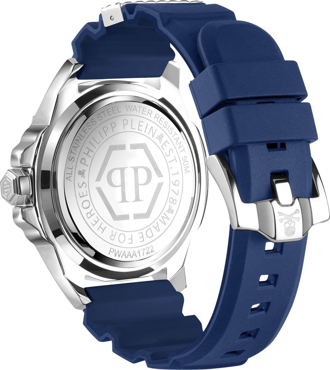 Philipp Plein PWAAA1722 The $kull Carbon Fiber horloge 44 mm Blauw