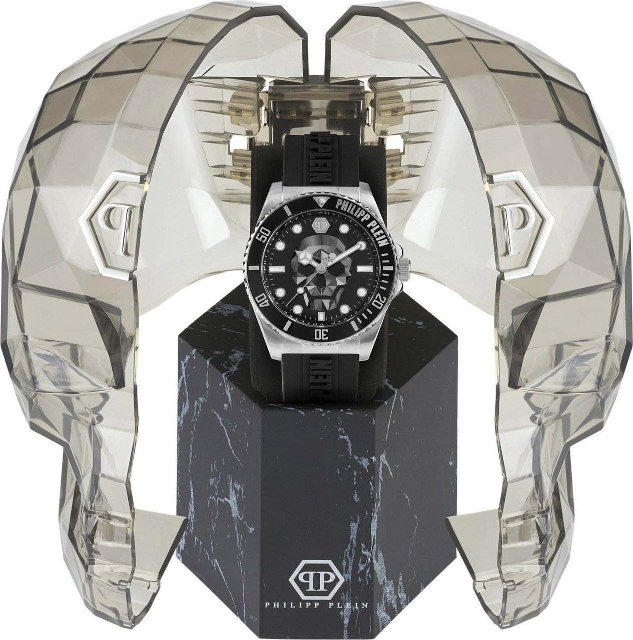 Philipp Plein PWOAA0122 The $kull Diver horloge 44 mm Zwart