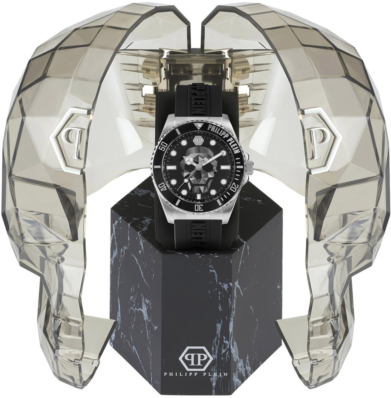 Philipp Plein PWOAA0122 The $kull Diver horloge 44 mm Zwart