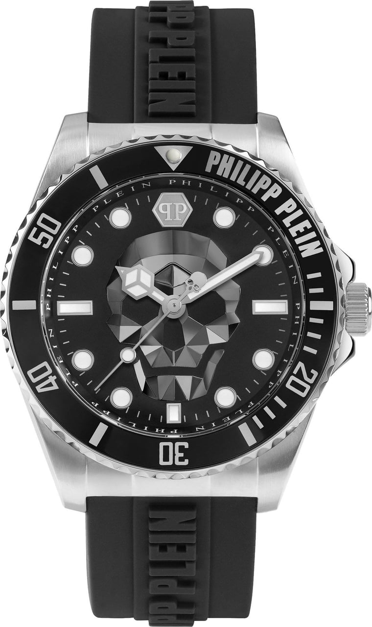 Philipp Plein PWOAA0122 The $kull Diver horloge 44 mm Zwart