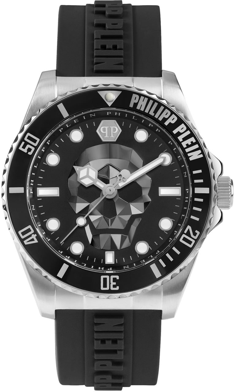 Philipp Plein PWOAA0122 The Skull Diver horloge 44 mm Zwart