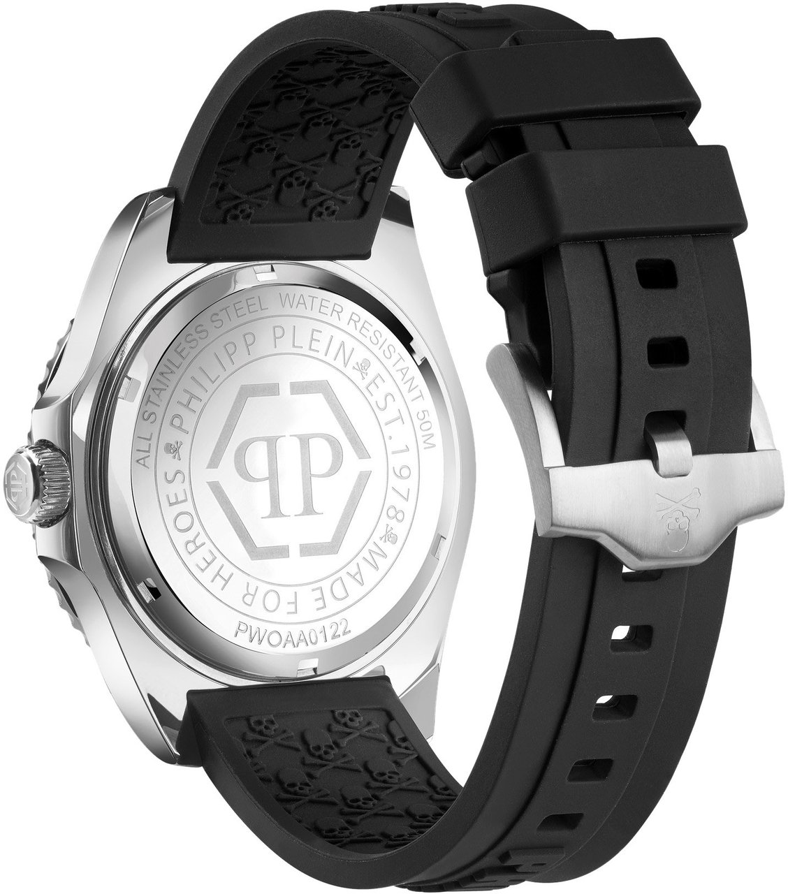 Philipp Plein PWOAA0122 The Skull Diver horloge 44 mm Zwart