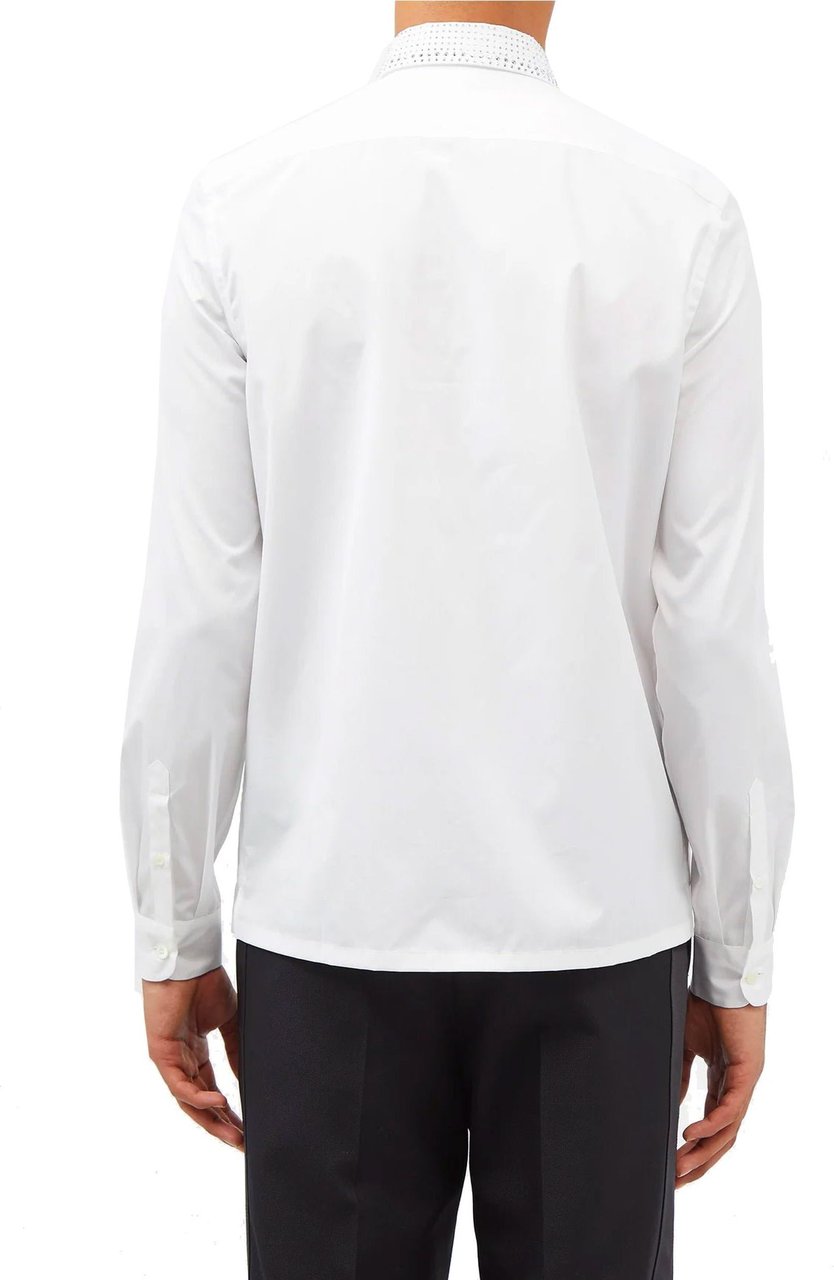 Prada Prada Studded Crystal Collar Shirt Wit