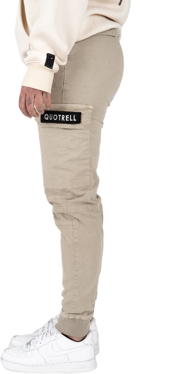 Quotrell Casablanca Cargo Pants | Sand/black Beige