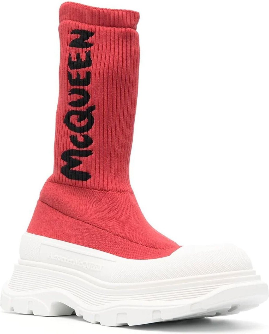 Alexander McQueen Alexander Mcqueen Sock-Style Logo-Print Boots Rood