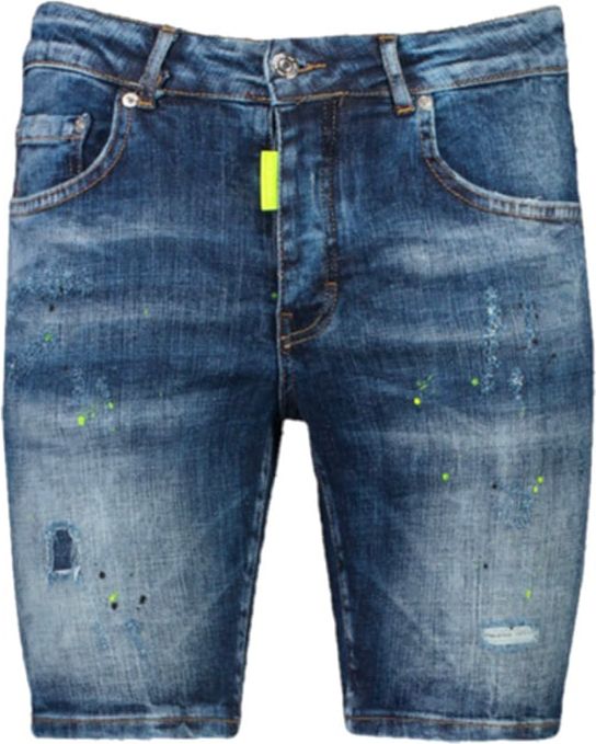 My Brand Blue Distressed Short Neon Jeans Blauw