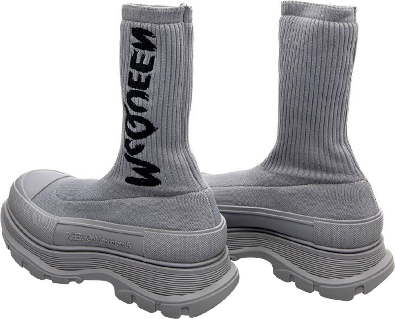 Alexander McQueen Alexander Mcqueen Sock-Style Logo-Print Boots Grijs