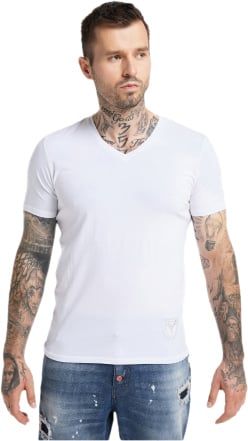 Carlo Colucci Basic T-Shirt V-Neck Heren Wit Wit