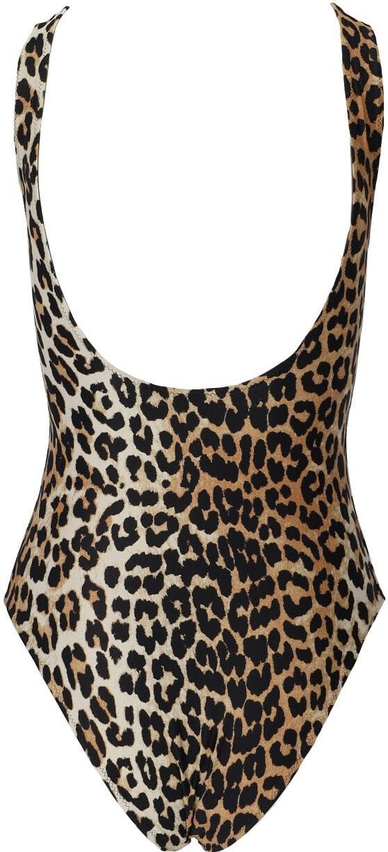 Ganni Leopard-print Swimsuit Brown Bruin