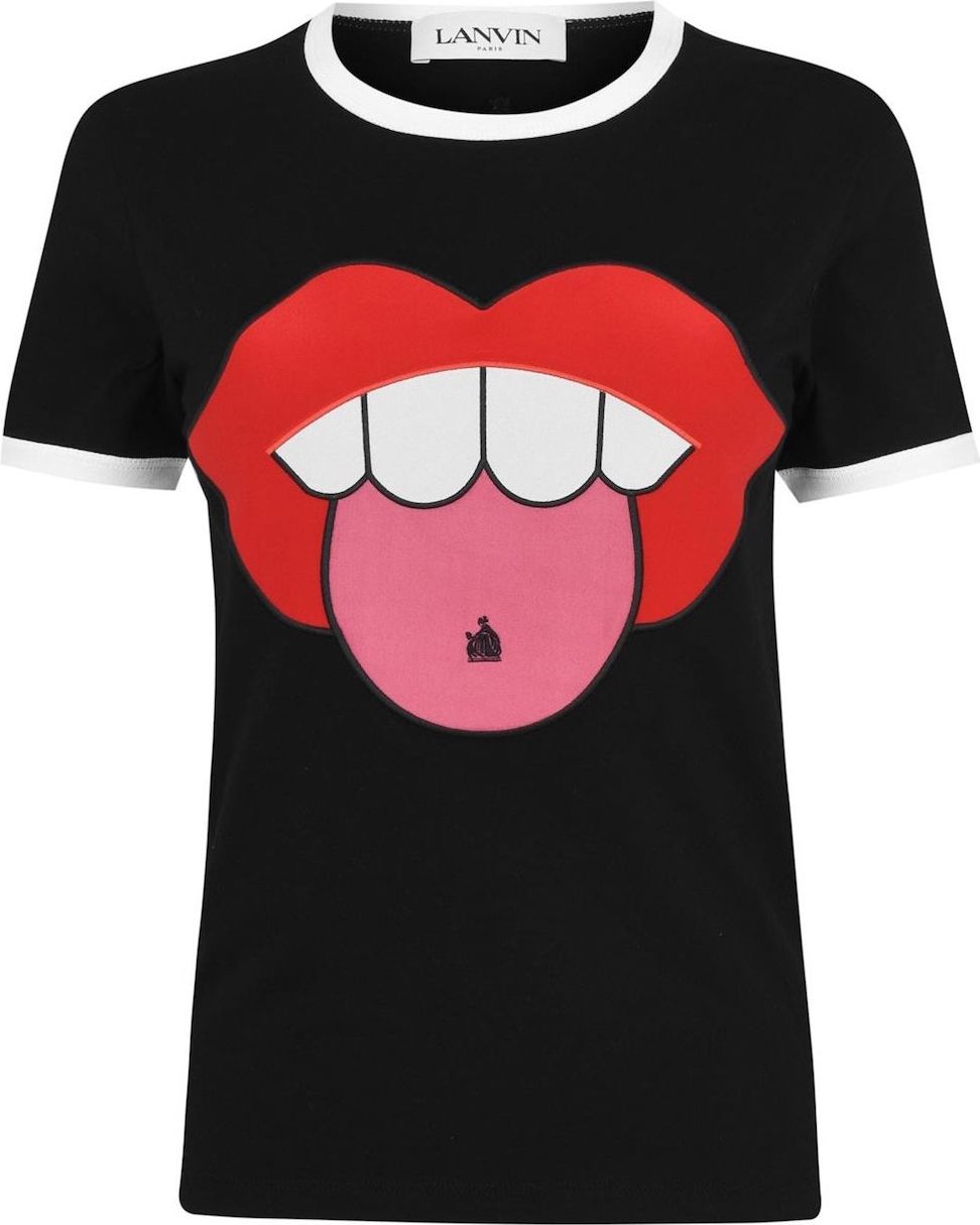 Lanvin Lips Logo T-shirt Zwart