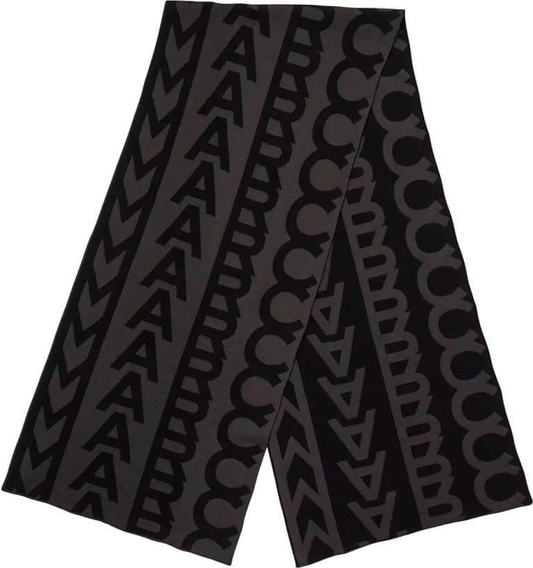 Marc Jacobs The Monogram Knit Black Grey Scarf Black Zwart