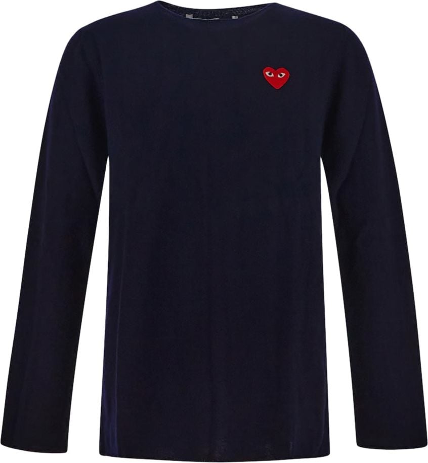 Comme des Garçons Embroidered Heart Knit Sweater Blauw