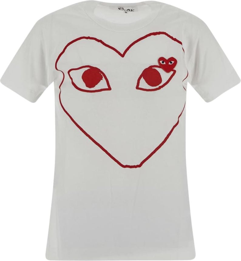 Comme des Garçons Embroidered Heart Polo Wit