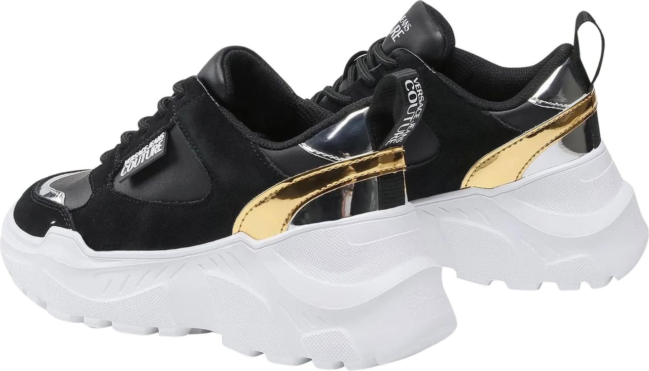 Versace Versace Jeans Couture Leather And Suede Sneakers Zwart