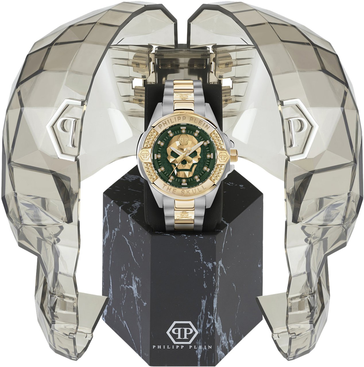 Philipp Plein PWNAA0622 The Skull Genderless horloge 41 mm Groen
