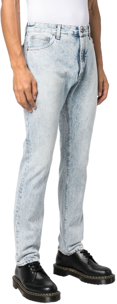 Palm Angels Palm Angels Curved Logo Print Straight Fit Jeans (lichtblauw) Blauw