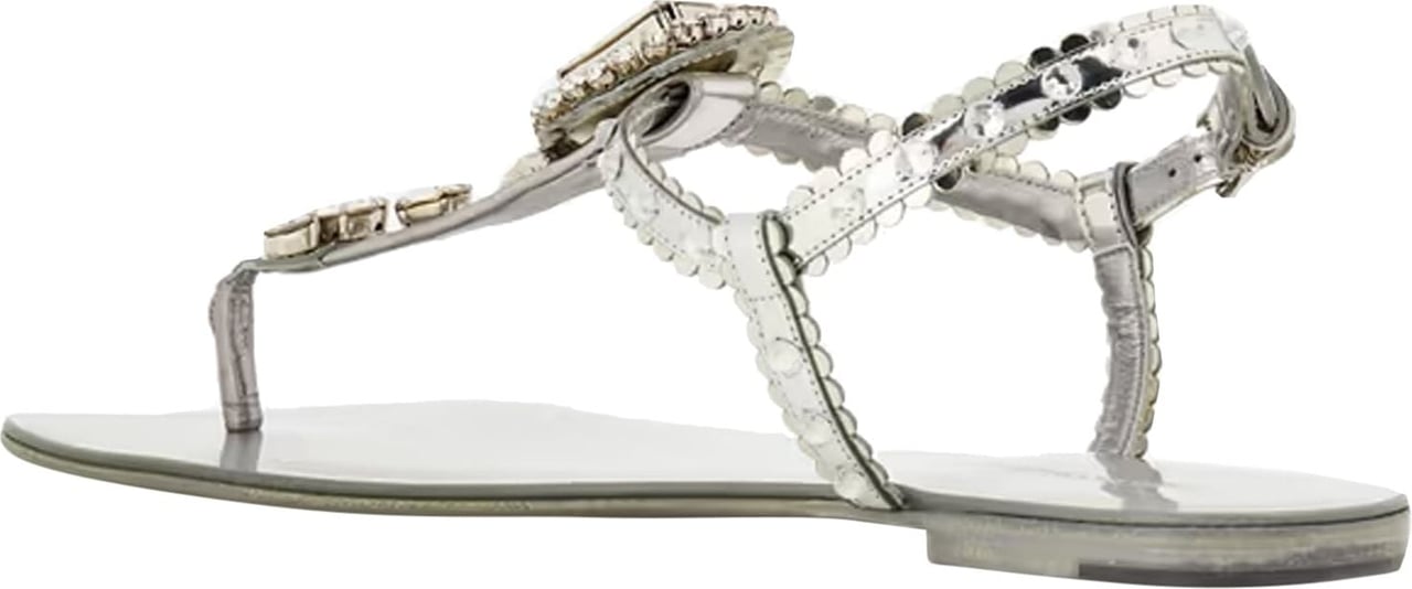 Dolce & Gabbana Dolce & Gabbana Crystal Leather Sandals Zilver