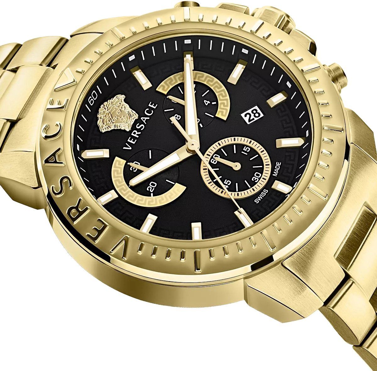 Versace VE2E00921 New Chrono horloge 45 mm Zwart