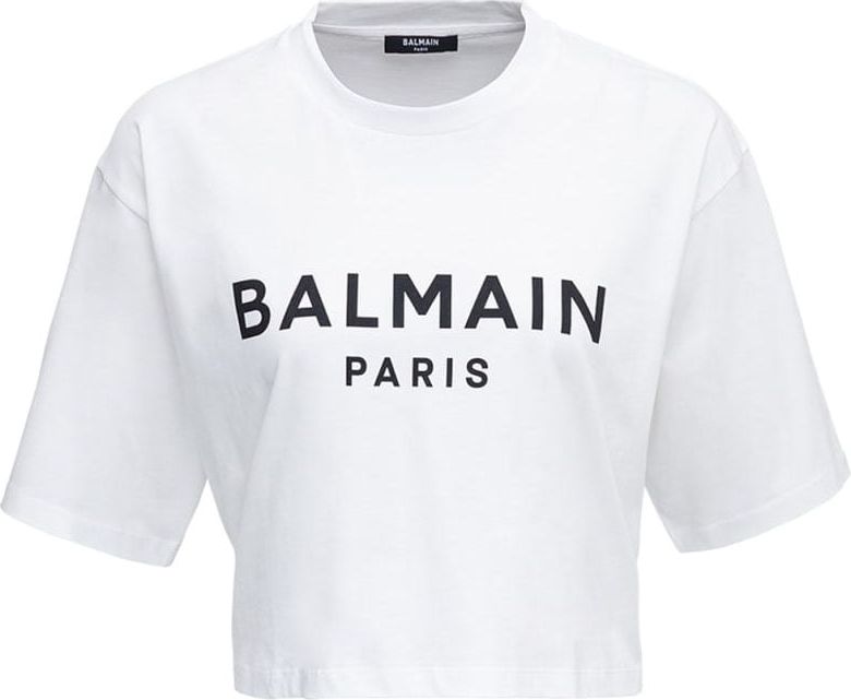 Balmain balmain print cropped t-shirt Wit