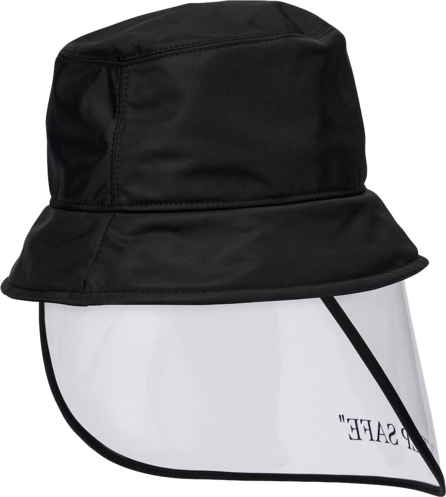 OFF-WHITE "keep Safe" Logo Visor Bucket Hat Zwart