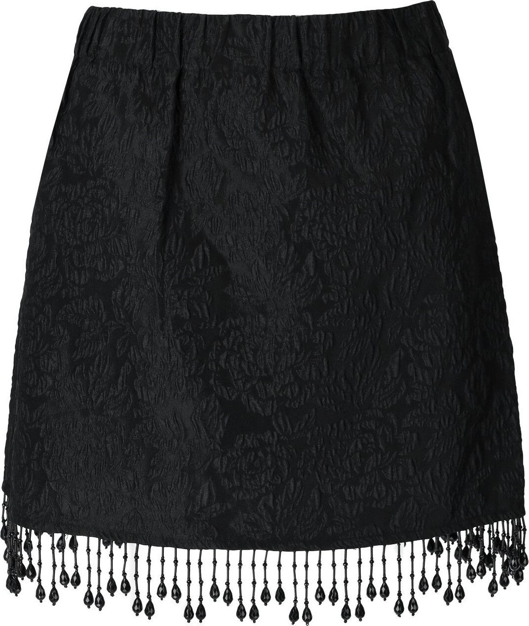 Ganni Black Jacquard Skirt With Pearls Black Zwart