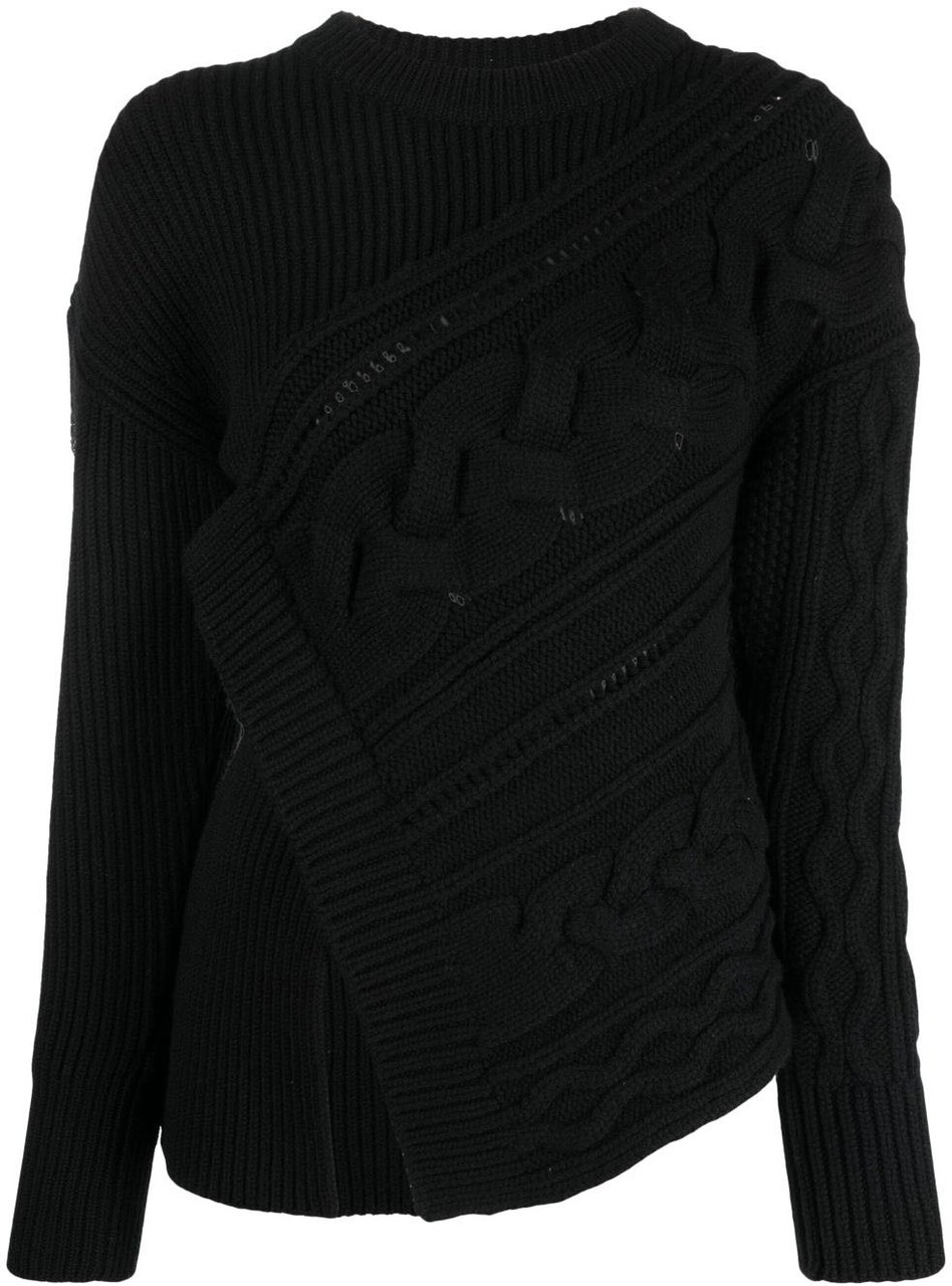 Alexander McQueen Alexander Mcqueen Asymmetric Wool Jumper Zwart