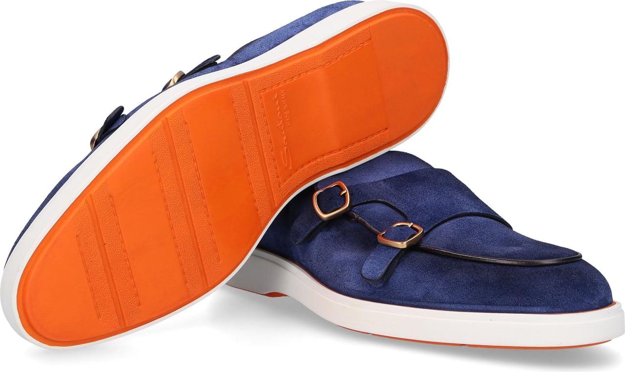 Santoni Monk Shoes Suede Turino Blauw