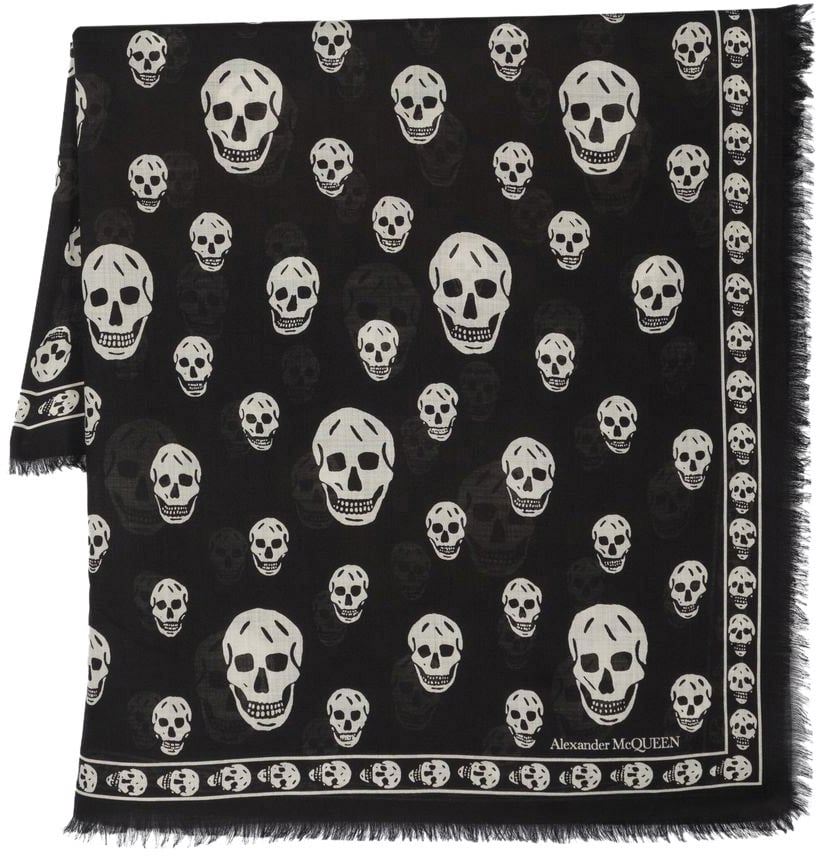 Alexander McQueen Alexander McQueen Printed wool scarf Zwart