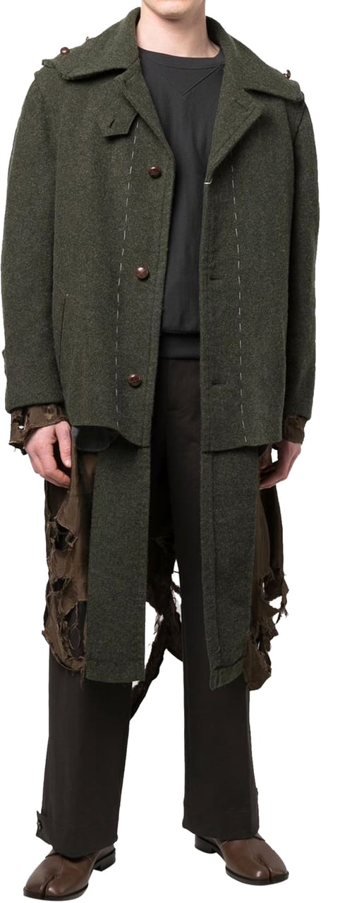 Maison Margiela Maison Margiela Distressed Wool Coat Groen