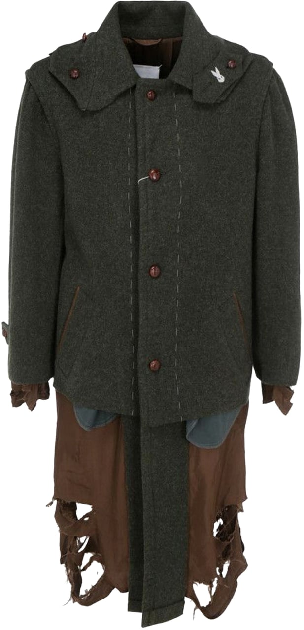 Maison Margiela Maison Margiela Distressed Wool Coat Groen