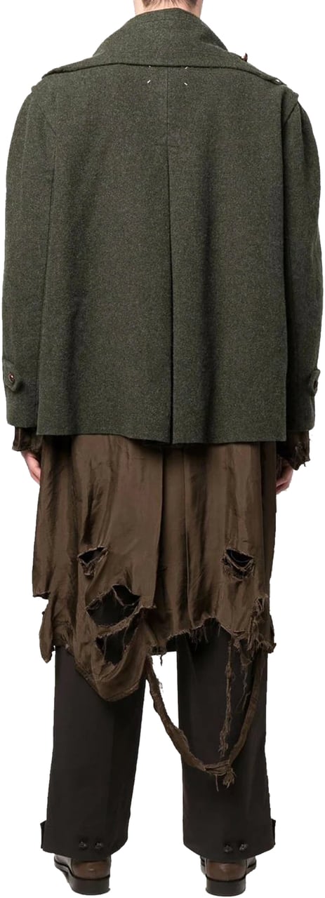 Maison Margiela Maison Margiela Distressed Wool Coat Groen