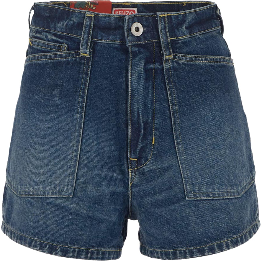 Kenzo Pantaloni Corti in Jeans Blauw