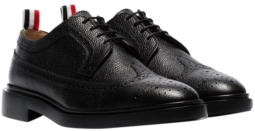 Thom Browne Thom Browne Black leather lace-up shoes Zwart