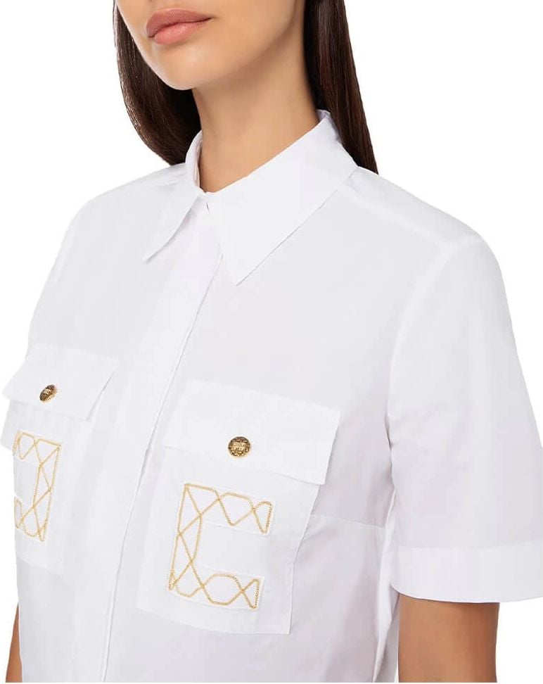 Elisabetta Franchi White Cropped Shirt With Logo White Wit