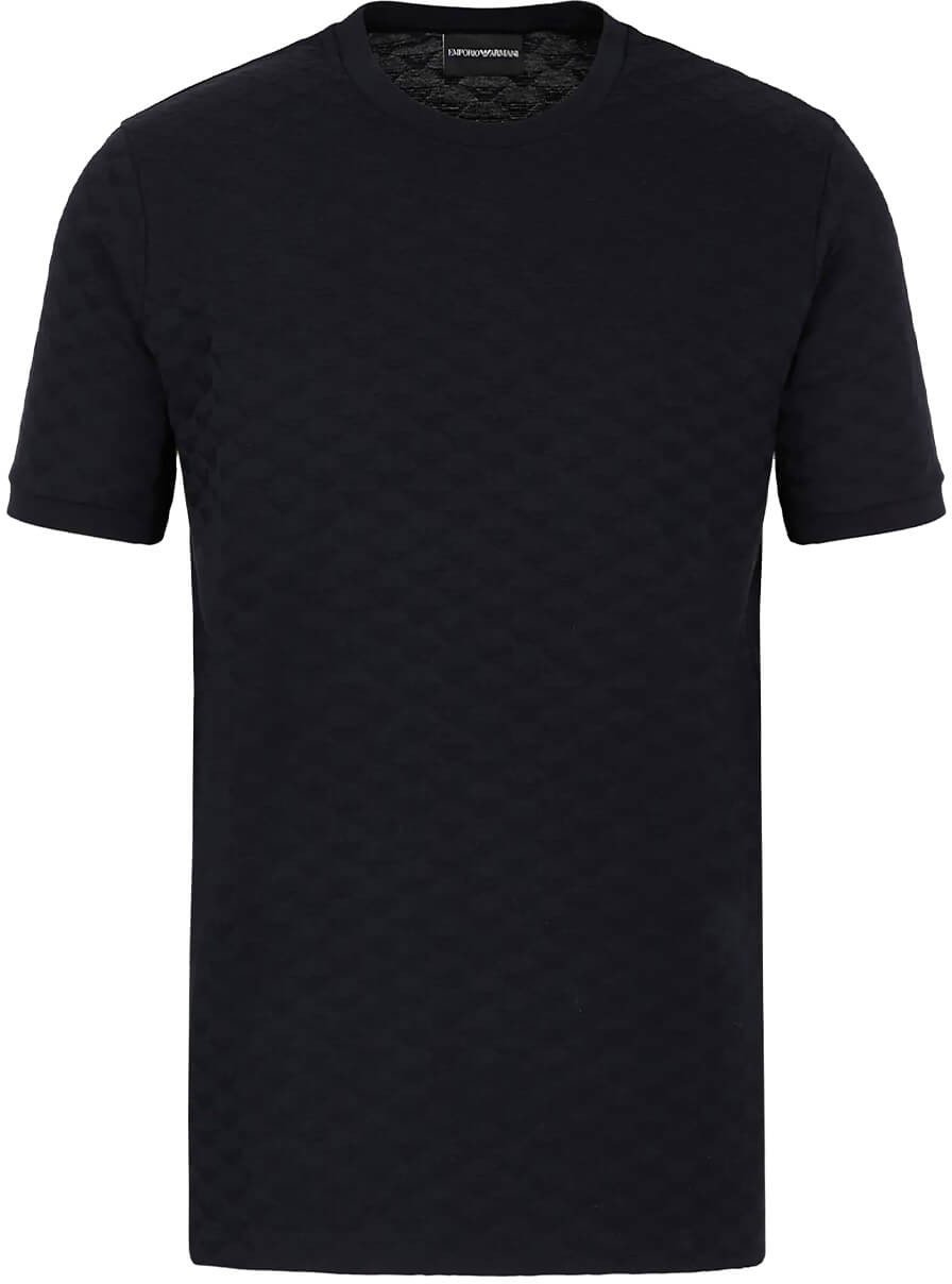 Emporio Armani Essential Jacquard Navy Blue T-shirt Blue Blauw