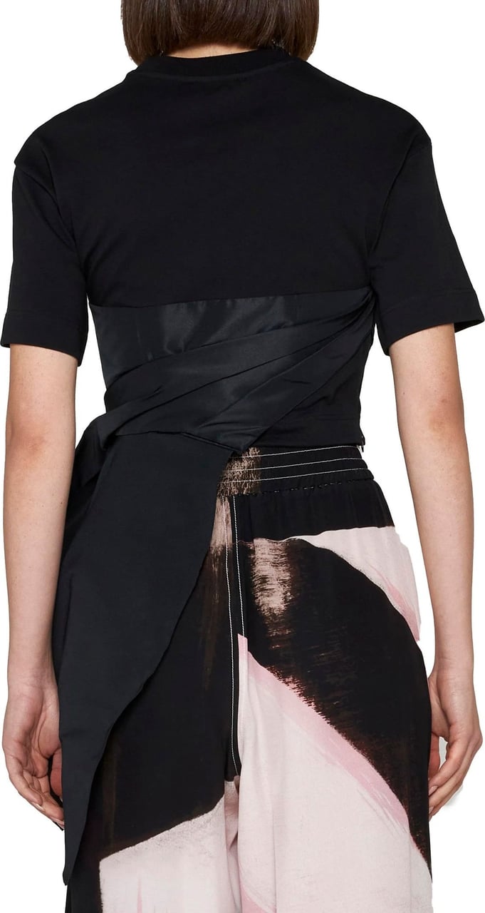 Alexander McQueen ruched-detail asymmetric T-shirt Zwart