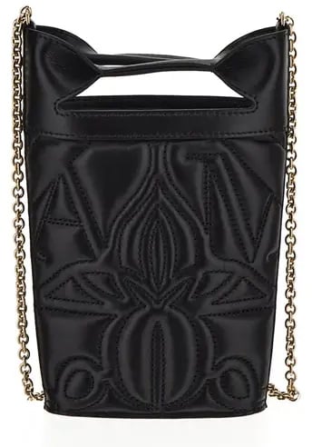 Alexander McQueen embroidered mini bucket bag Zwart
