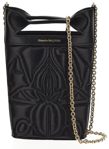 Alexander McQueen embroidered mini bucket bag Zwart