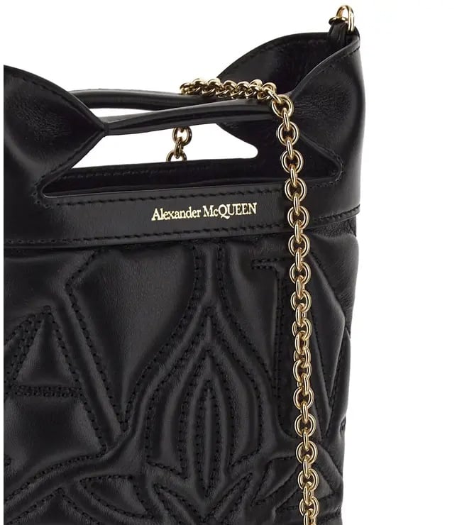 Alexander McQueen embroidered mini bucket bag Zwart