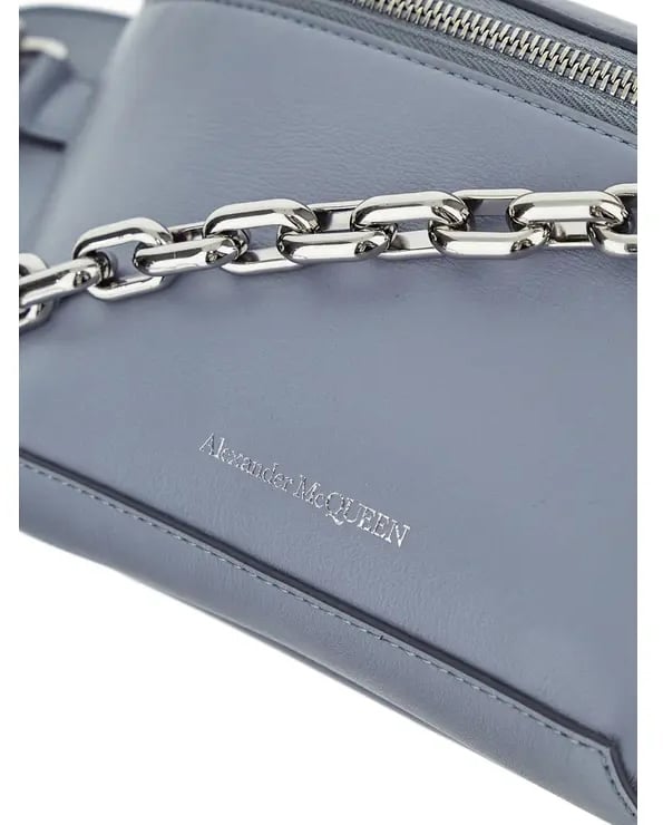 Alexander McQueen logo-embossed leather belt bag Grijs
