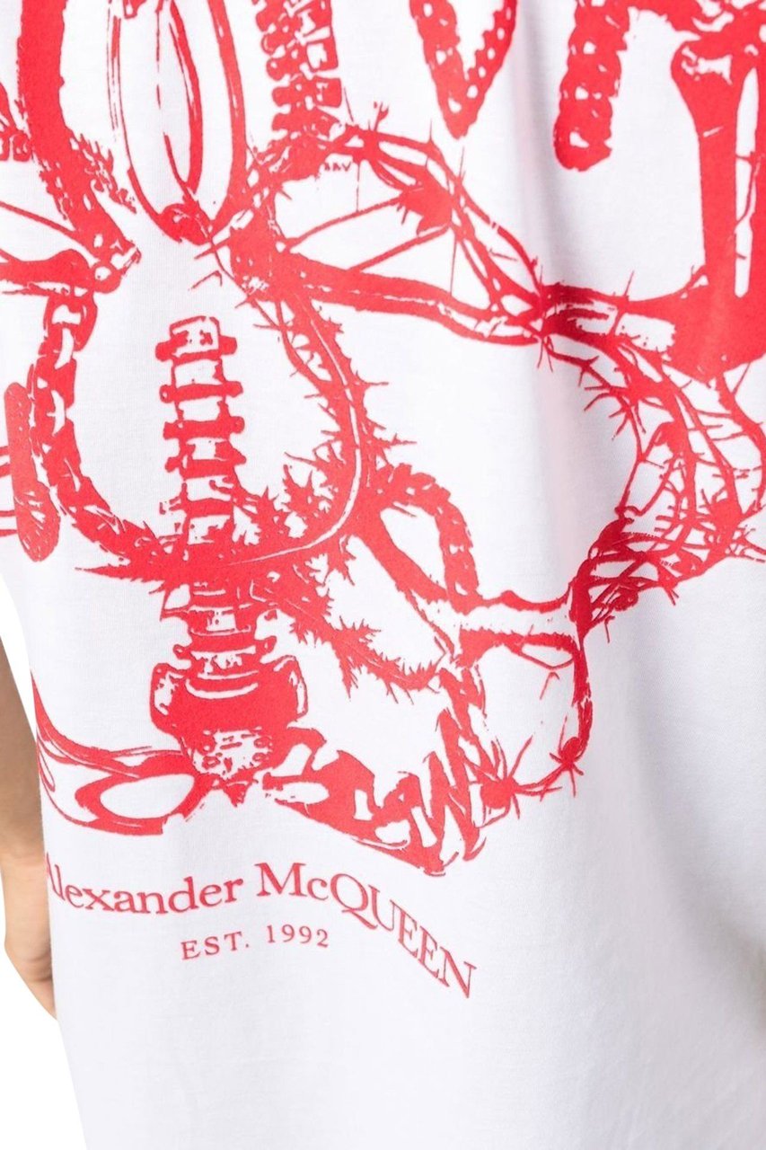 Alexander McQueen graphic-print cotton T-shirt Wit