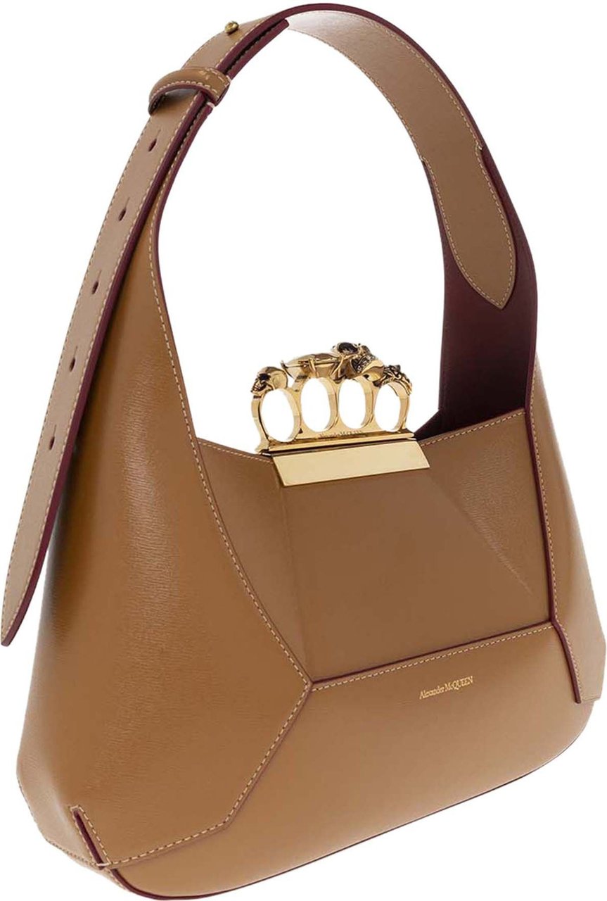 Alexander McQueen Four-Ring leather tote bag Bruin