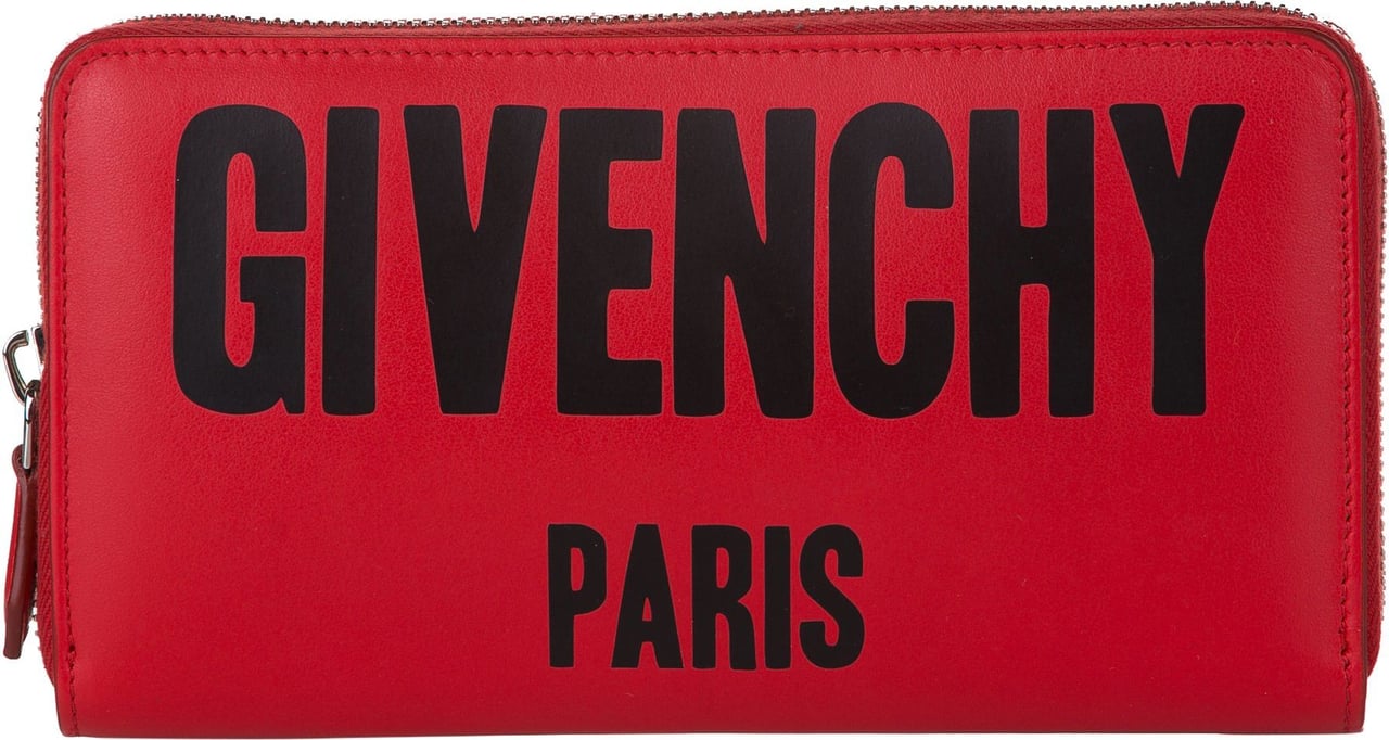 Givenchy Iconic Print Zip Around Leather Wallet Rood
