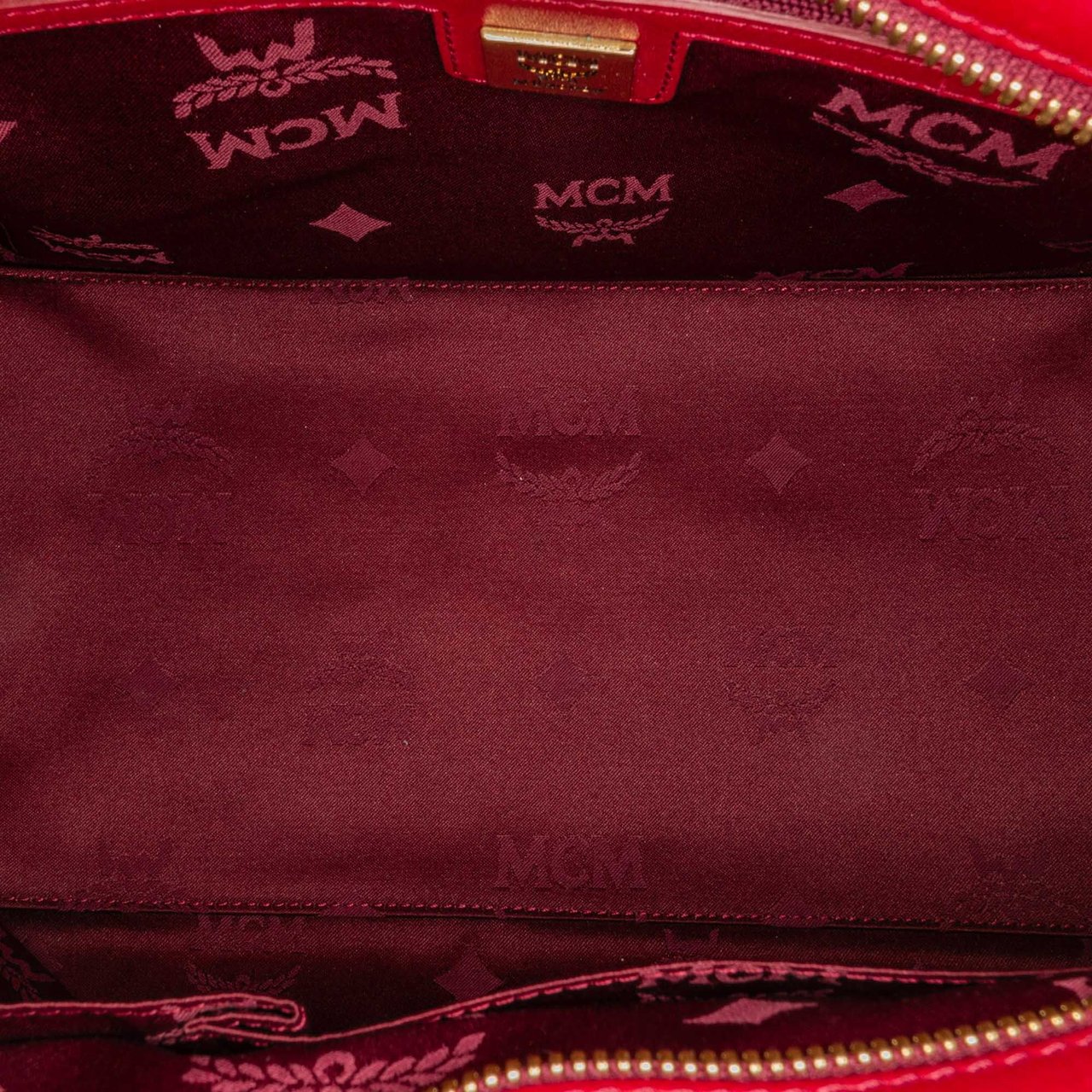MCM Visetos Patent Leather Tote Bag Rood