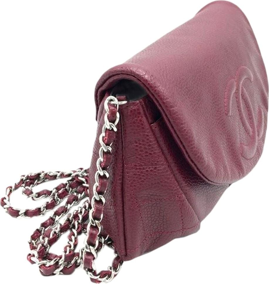 Chanel Half Moon Caviar Leather Wallet on Chain Rood